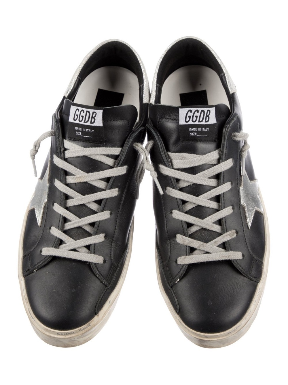 Golden Goose Hi Star Black & Silver Sneakers | 36